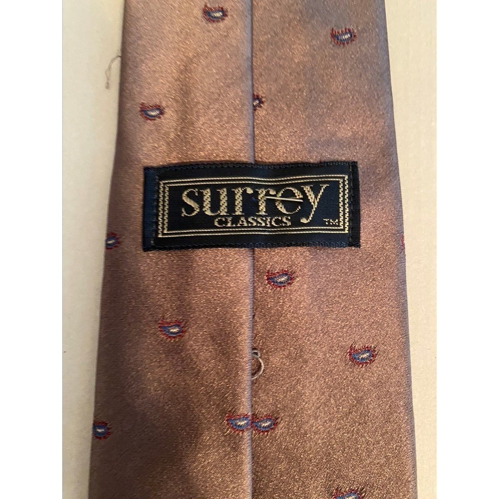 Surrey Classics Mens Brown‎ Micro Paisley Silk Blend Necktie Made in USA RN43170
